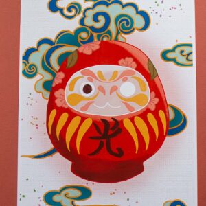 Daruma Rouge - Illustration -Affiche